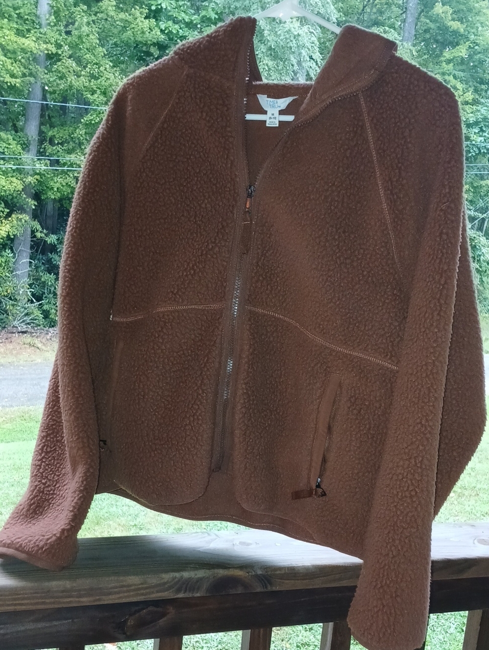 Time and Tru Teddy Fleece Jacket Brown Medium